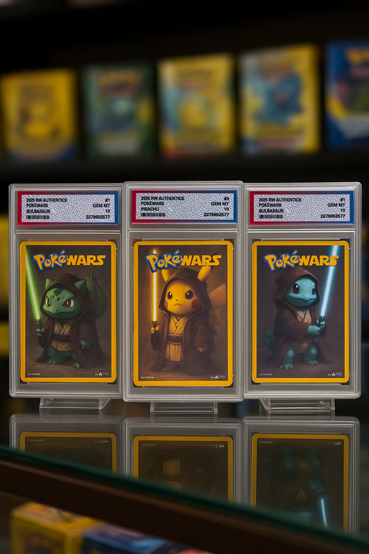 Custom Pokémon x Star Wars Trading Card Set (Squirtle, Pikachu & Bulbasaur) – Lightsaber Edition